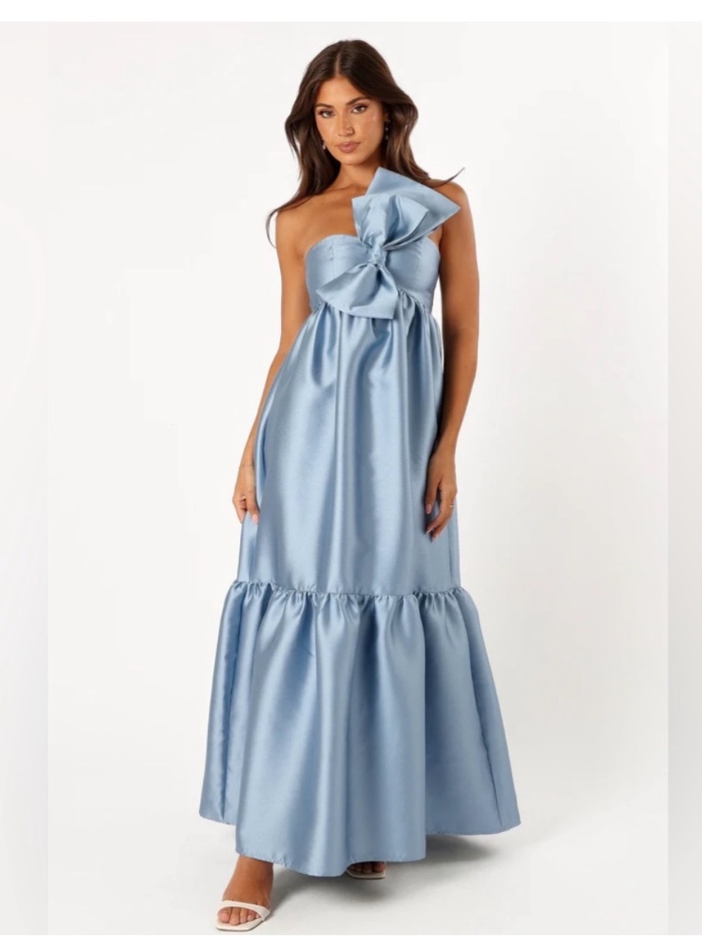 NWT! Petal + Pup BETINA BOW FRONT MAXI DRESS - BLUE size Large